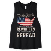 US Flag Constitution of the USA Needs To Be Reread Women's Racerback Cropped Tank