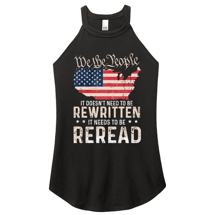 US Flag Constitution of the USA Needs To Be Reread Women's Perfect Tri Rocker Tank