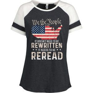 US Flag Constitution of the USA Needs To Be Reread Enza Ladies Jersey Colorblock Tee