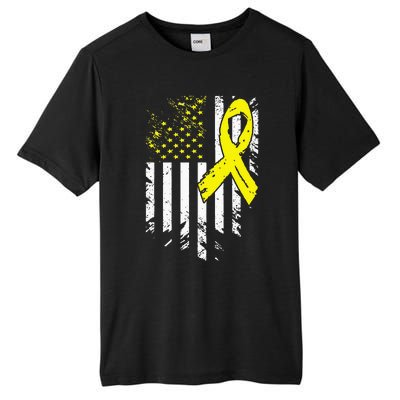 USA Flag Childhood Cancer Awareness Family Support Tall Fusion ChromaSoft Performance T-Shirt