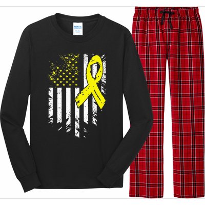 USA Flag Childhood Cancer Awareness Family Support Long Sleeve Pajama Set