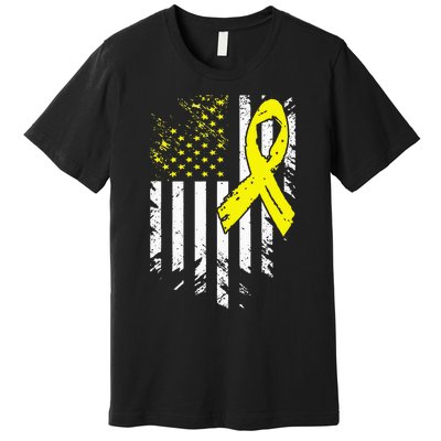 USA Flag Childhood Cancer Awareness Family Support Premium T-Shirt