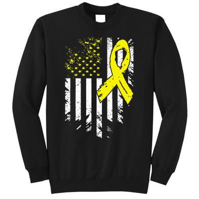 USA Flag Childhood Cancer Awareness Family Support Tall Sweatshirt