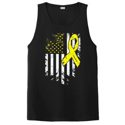 USA Flag Childhood Cancer Awareness Family Support PosiCharge Competitor Tank