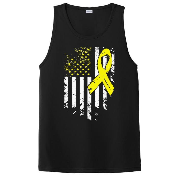 USA Flag Childhood Cancer Awareness Family Support PosiCharge Competitor Tank