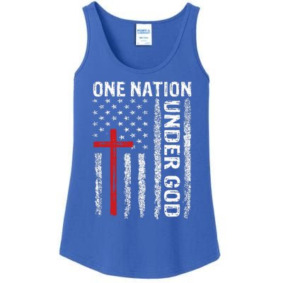 USA Flag Christian Faith Family Freedom Ladies Essential Tank