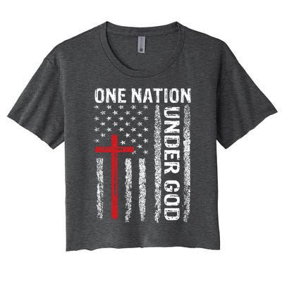 USA Flag Christian Faith Family Freedom Women's Crop Top Tee