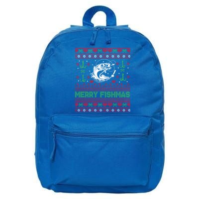 Ugly Fishing Christmas Bass Fish Merry Fishmas Funny Gift 16 in Basic Backpack