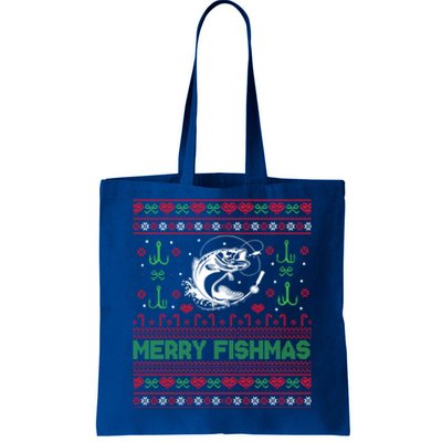 Ugly Fishing Christmas Bass Fish Merry Fishmas Funny Gift Tote Bag