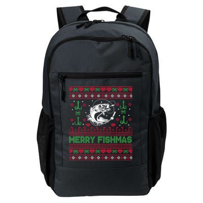 Ugly Fishing Christmas Bass Fish Merry Fishmas Funny Gift Daily Commute Backpack