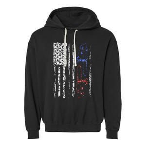 US FLAG CHAINSAW Lumberjack Logger Lumber Gift Garment-Dyed Fleece Hoodie