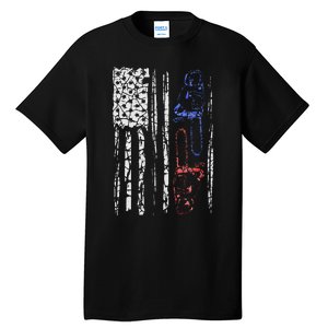 US FLAG CHAINSAW Lumberjack Logger Lumber Gift Tall T-Shirt