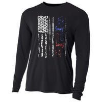 US FLAG CHAINSAW Lumberjack Logger Lumber Gift Cooling Performance Long Sleeve Crew