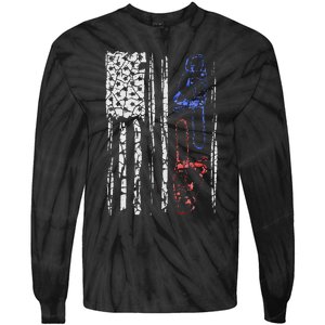 US FLAG CHAINSAW Lumberjack Logger Lumber Gift Tie-Dye Long Sleeve Shirt