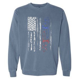 US FLAG CHAINSAW Lumberjack Logger Lumber Gift Garment-Dyed Sweatshirt