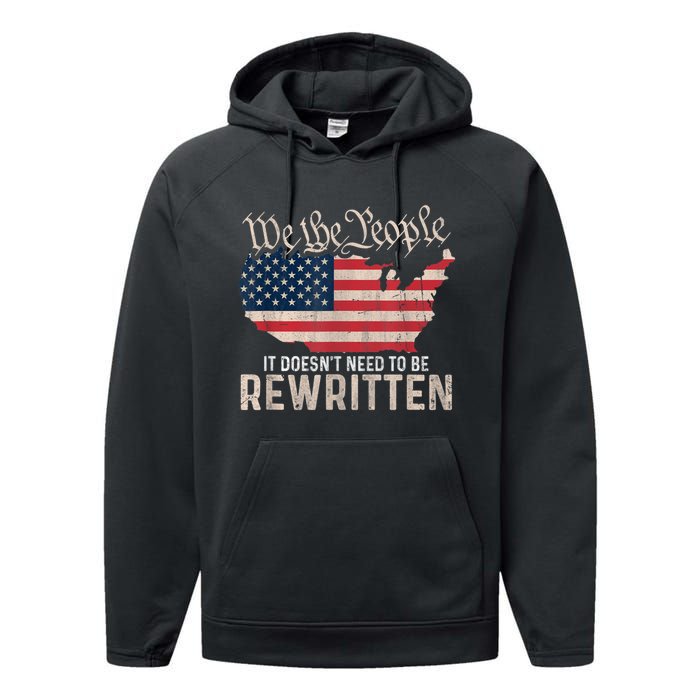 US Flag Constitution Of The USA Needs To Be Reread Performance Fleece Hoodie