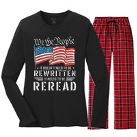 US Flag Constitution of the USA Needs To Be Reread Women's Long Sleeve Flannel Pajama Set 