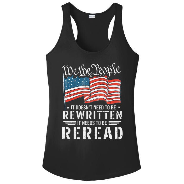 US Flag Constitution of the USA Needs To Be Reread Ladies PosiCharge Competitor Racerback Tank