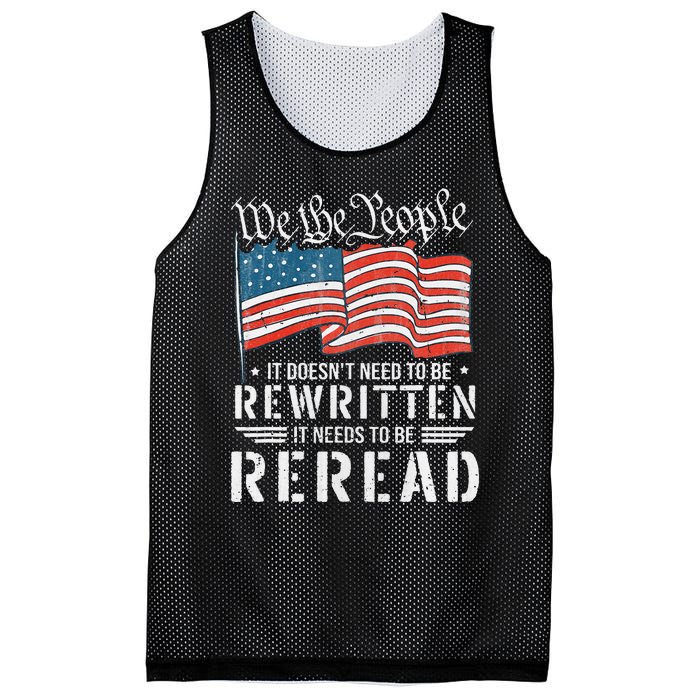 US Flag Constitution of the USA Needs To Be Reread Mesh Reversible Basketball Jersey Tank