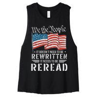 US Flag Constitution of the USA Needs To Be Reread Women's Racerback Cropped Tank