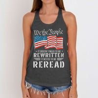 US Flag Constitution of the USA Needs To Be Reread Women's Knotted Racerback Tank