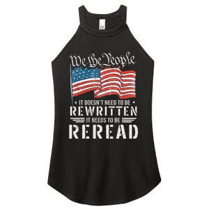 US Flag Constitution of the USA Needs To Be Reread Women's Perfect Tri Rocker Tank