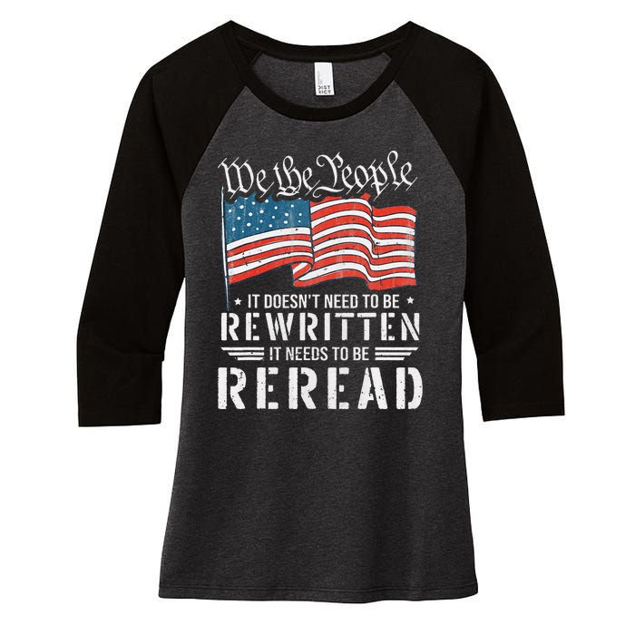 US Flag Constitution of the USA Needs To Be Reread Women's Tri-Blend 3/4-Sleeve Raglan Shirt