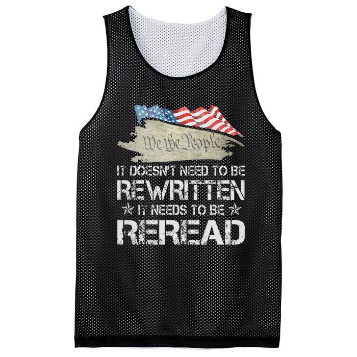 US Flag Constitution of the USA Needs To Be Reread Mesh Reversible Basketball Jersey Tank