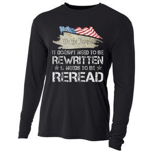 US Flag Constitution of the USA Needs To Be Reread Cooling Performance Long Sleeve Crew