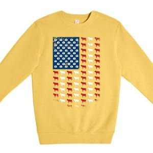 Us Flag Cow American Flag Usa 4th Of July Patriotic Gift Premium Crewneck Sweatshirt