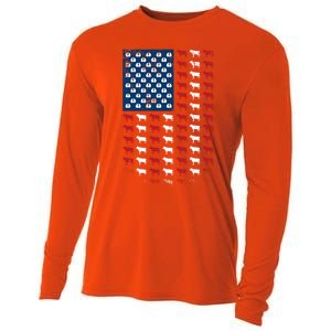 Us Flag Cow American Flag Usa 4th Of July Patriotic Gift Cooling Performance Long Sleeve Crew