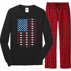 Us Flag Cow American Flag Usa 4th Of July Patriotic Gift Long Sleeve Pajama Set