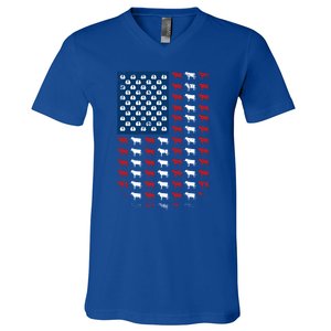 Us Flag Cow American Flag Usa 4th Of July Patriotic Gift V-Neck T-Shirt