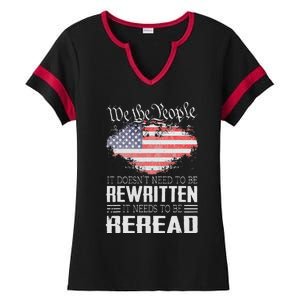 US Flag Constitution of the USA Needs To Be Reread Ladies Halftime Notch Neck Tee