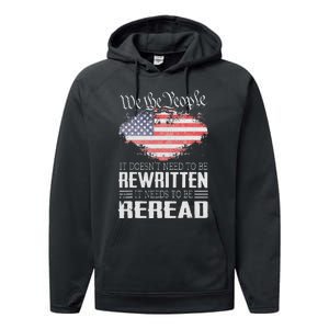 US Flag Constitution of the USA Needs To Be Reread Performance Fleece Hoodie