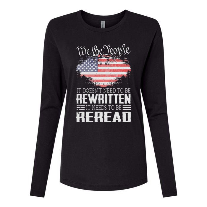 US Flag Constitution of the USA Needs To Be Reread Womens Cotton Relaxed Long Sleeve T-Shirt