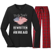 US Flag Constitution of the USA Needs To Be Reread Women's Long Sleeve Flannel Pajama Set 