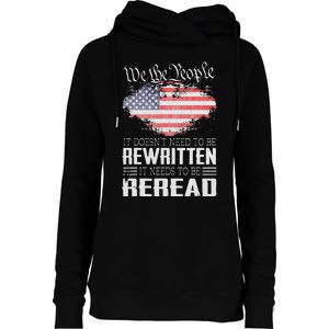 US Flag Constitution of the USA Needs To Be Reread Womens Funnel Neck Pullover Hood