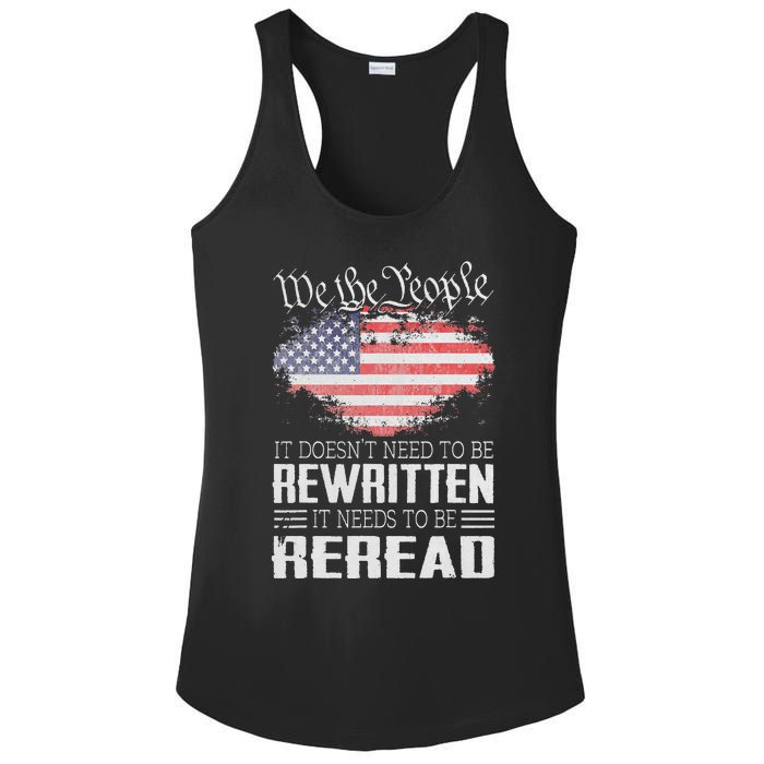 US Flag Constitution of the USA Needs To Be Reread Ladies PosiCharge Competitor Racerback Tank