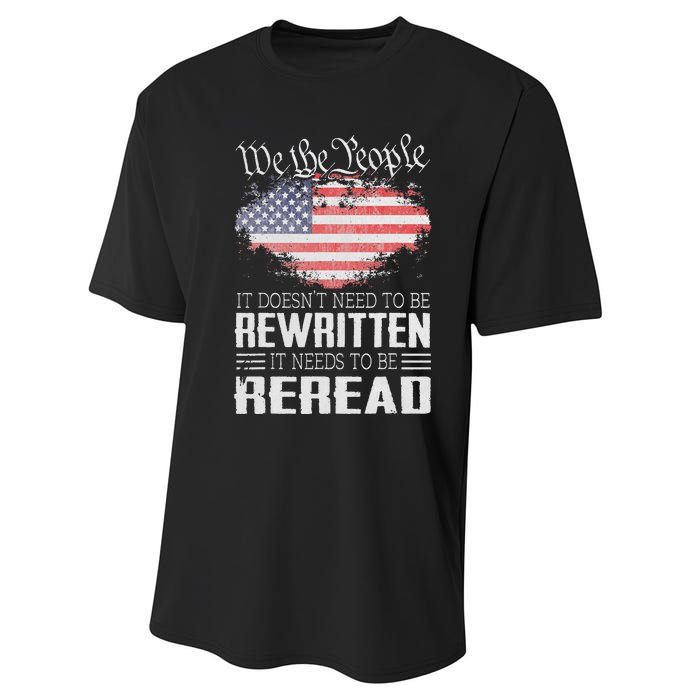 US Flag Constitution of the USA Needs To Be Reread Performance Sprint T-Shirt