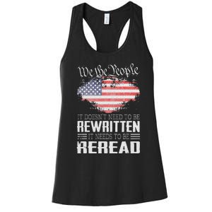 US Flag Constitution of the USA Needs To Be Reread Women's Racerback Tank