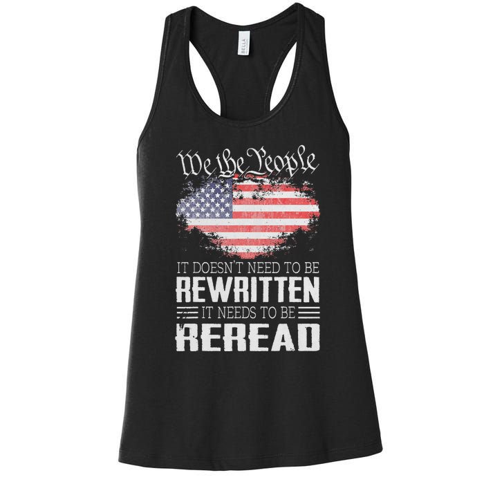 US Flag Constitution of the USA Needs To Be Reread Women's Racerback Tank