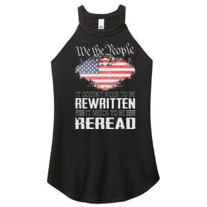 US Flag Constitution of the USA Needs To Be Reread Women's Perfect Tri Rocker Tank