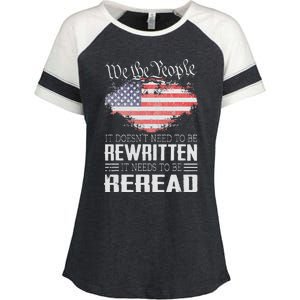 US Flag Constitution of the USA Needs To Be Reread Enza Ladies Jersey Colorblock Tee