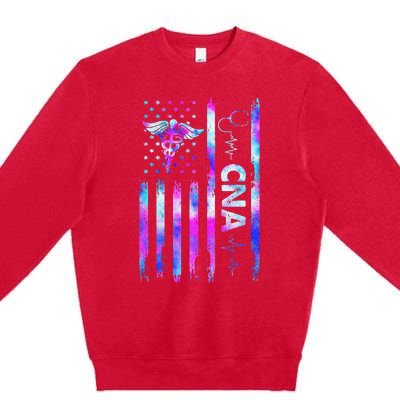 US Flag CNA Cute Certified Nursing Assistant Premium Crewneck Sweatshirt