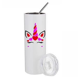 Unicorn Funny Cute Face Valentine's And Funny Gift Stainless Steel Tumbler