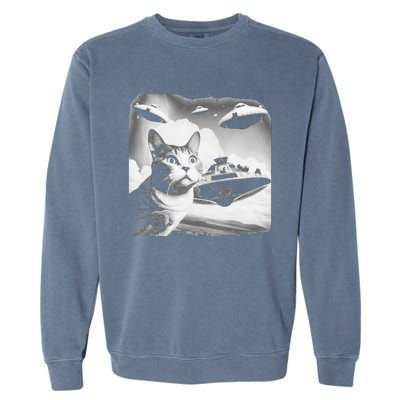 UFO Funny Cat UAPS Garment-Dyed Sweatshirt