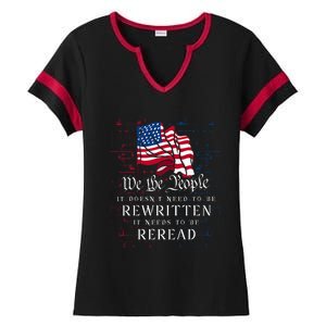 Us Flag Constitution Of The Usa Needs To Be Reread Ladies Halftime Notch Neck Tee