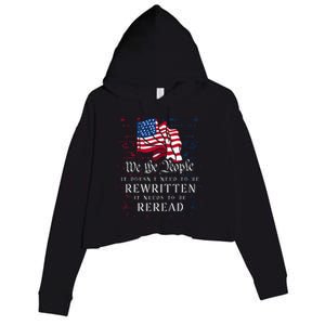 Us Flag Constitution Of The Usa Needs To Be Reread Crop Fleece Hoodie