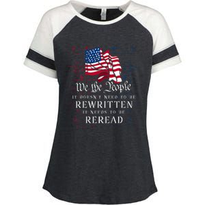 Us Flag Constitution Of The Usa Needs To Be Reread Enza Ladies Jersey Colorblock Tee